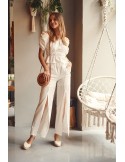 Durchbrochenes Boho-Set aus Bluse und Hose ekri FG595 – Online-Shop – Boutique